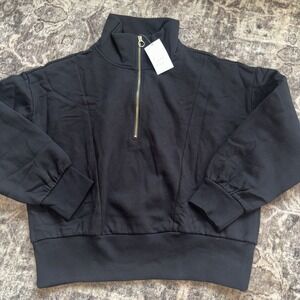 NWT Black A New Day Quarter Zip Sweatshirt Size Large Long Sleeve